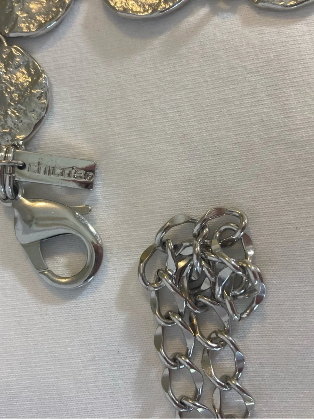 Chico’s Belt Silver Tone Round Chain Link  Accessory